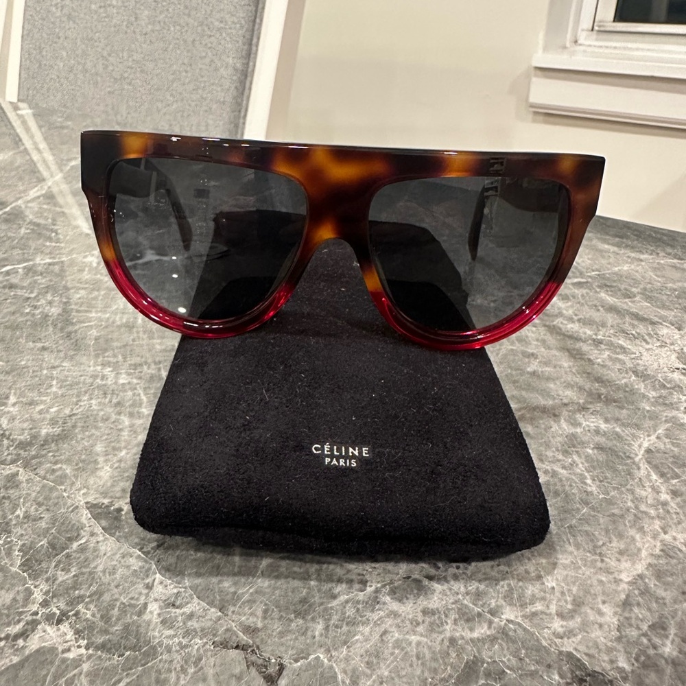 CELINE Tortoise and Red Women's Sunglasses